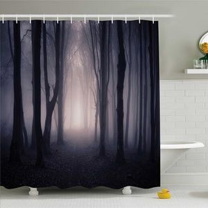 Shower Curtain Spooky Night Forest Print